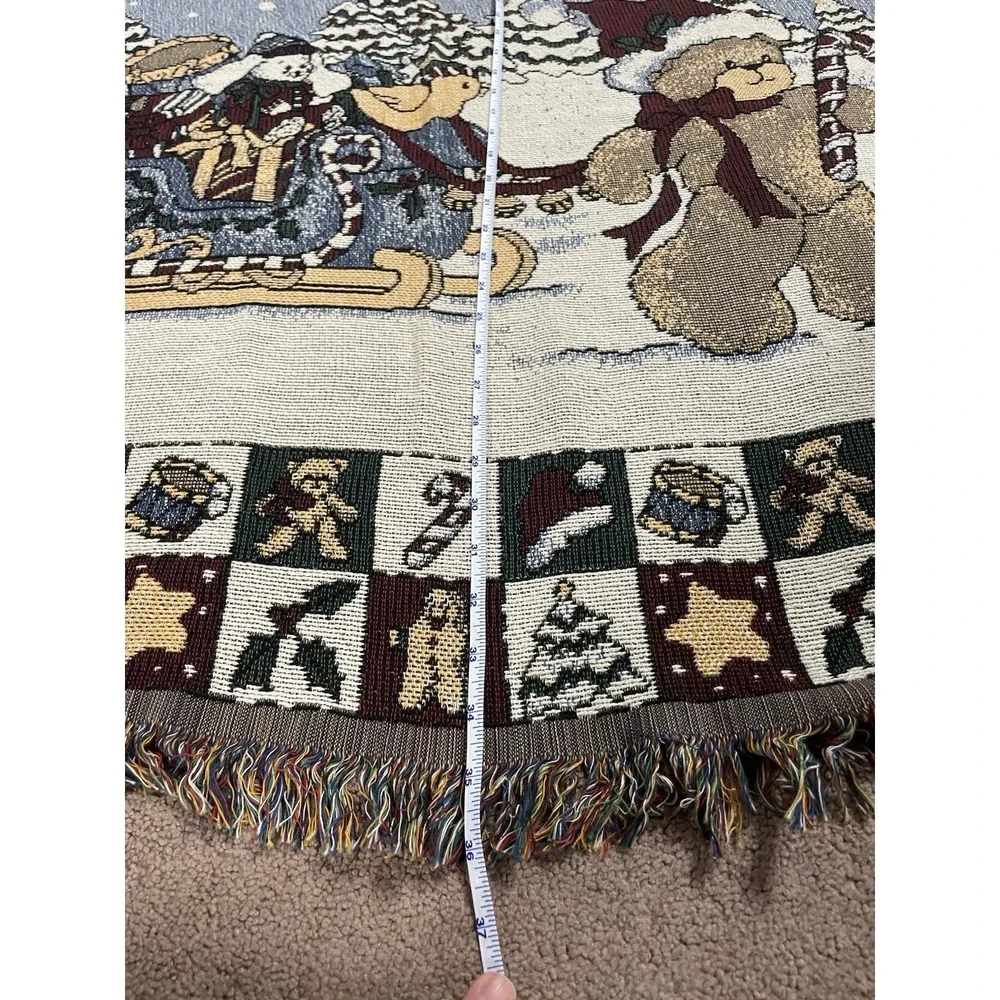 Vintage Teddy Bear Christmas Tapestry Blanket Wall Hanging 52 X‎ 36